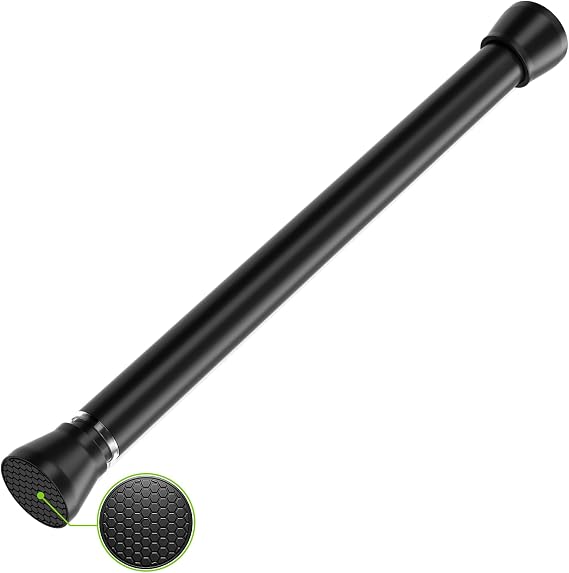 Black Tension Rods 16 to 26 Inch Curtain Rods No Drilling | Small Tension Rod Spring Adjustable Curtain Rod Expandable Pressure Spring Tension rods for Closet, Kitchen