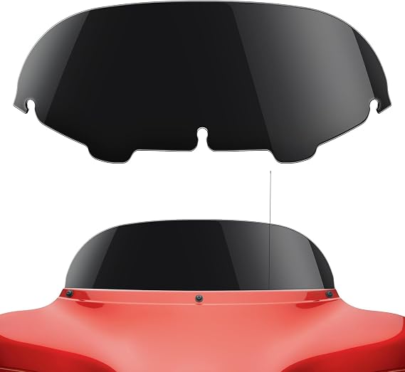 Amazicha 7" Black Round Batwing Windshield Windscreen Wind Splitter Compatible for Harley Davidson Touring Street Glide Electra Glide 1996-2013
