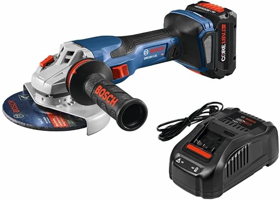 Bosch GWS18V-13CB14 PROFACTORTM 18V Connected-Ready 5 6 In. Angle Grinder Kit with (1) CORE18V 8 Ah High Power Battery | CORE18V 8 Ah High Power Battery