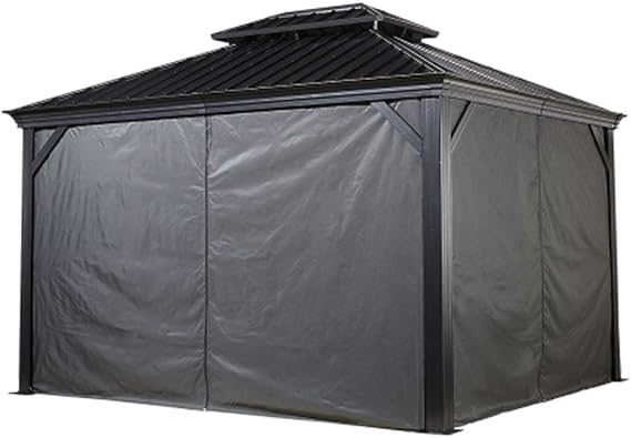 Sojag Accessories Set of 4 12' x 12' Curtains for Monaco/Messina/Mykonos Outdoor Gazebo Models, Curtain only, Mosquito Netting not Included, Grey