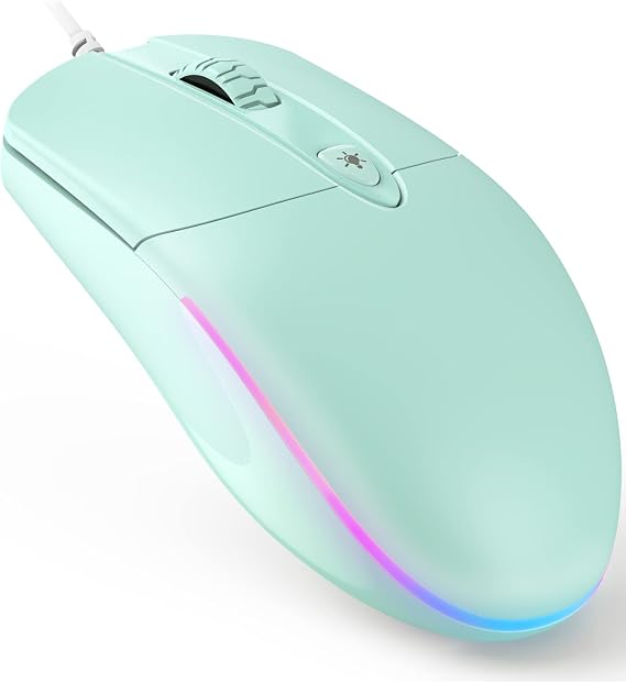 Wired Mouse, Ergonomic Design, Reduce Hand Fatigue, Reduce Muscle Strain, Silent USB Computer Mouse, 1600DPI Office and Home MouseGreen, Wired