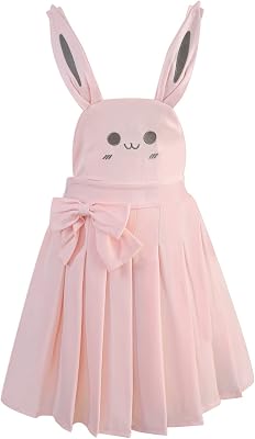 Packitcute Teens Japanese Kawaii Suspender Overall Dresses Adjustable Straps Mini Pleated Pinafore Dress