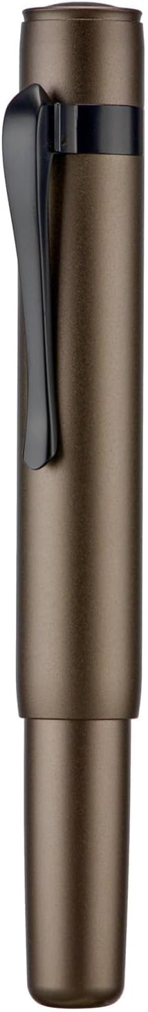 HONG DIAN M2 Black Forest Mini Fountain Pen, Long Blade Nib & Sleek Shape Aluminium Short Pocket Travel Pen (Caramel Brown)