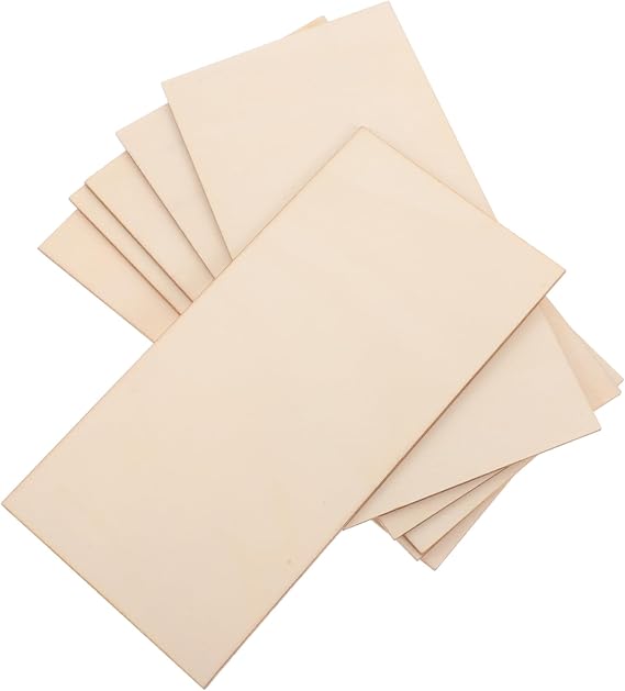 8 Pcs Unfinished Rectangle Basswood Sheets Blank Wooden Boards for Crafts DIY Projects Painting Engraving Durable Plywood Jigsaw Pieces for Creative Decorations