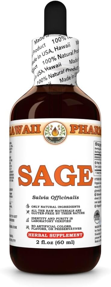 Sage (Salvia Officinalis) Dry Leaf Tincture, All Natural, Vegan, Pure Liquid Extract - 2 fl.oz