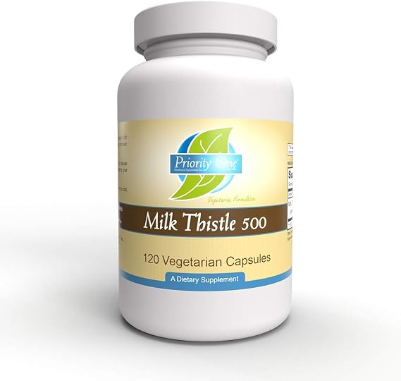 Priority One Vitamins Milk Thistle 500mg 120 Capsules - 80% Silymarin Content