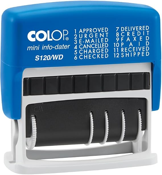 COLOP S-120/WD Self-Inking Date Stamp, Office Line Dater, Black Ink, 5/32"