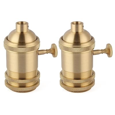 2 Pack Solid Brass Appearance Antique Light Socket, DIY Antique-Like Upgrade, CNC Machined Metal Shell, E26E27 Edison Retro Lamp Holder for Table Lamp Pendant Lamp
