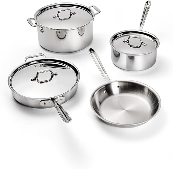 All-Clad D3 Stainless Steel Cookware Set, 7-Piece, Made in the USA