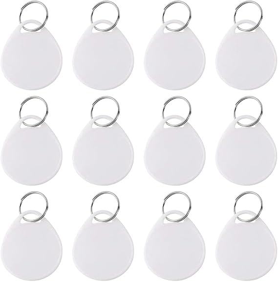 GSHLLO 50 Pcs Blank Plastic Key Tags Metal Split Ring Key Tags Writable Keychain Identifier Tags Keyring Label Tags for Rental Management Use