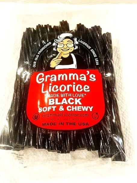 Black Licorice by Gramma's Licorice Company Soft & Chewy Twisted Sticks, 1 Pound Bag, 22 Pieces