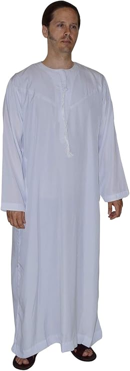 Men's Saudi Style Dishdasha Thobe Daffah Arabian Caftan Easter Wear White