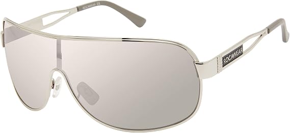 Rocawear mens R1532 Men's Metal Wrap Uv400 Protective Rectangular Shield Sunglasses. Gifts for Men With Flair, 135 Mm Rectangular Sunglasses