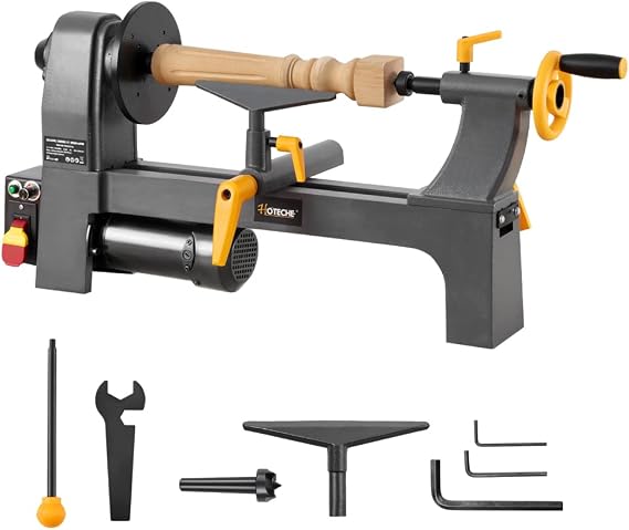 Hoteche Benchtop Wood Lathe 3-Amp 10-Inch x 13-Inch Variable Speed Mini Power Woodturning Tool