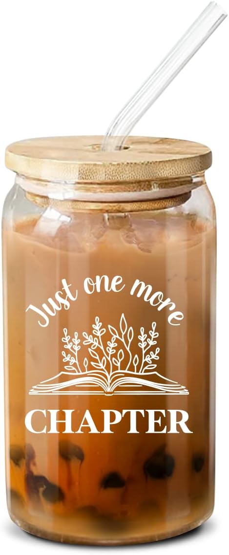 NewEleven Gifts For Book Lovers - Book Lover Gifts For Women, Readers, Librarians, Bookaholics, Bookworm - Birthday Presents For Women, Her, Best Friend - 16 Oz Coffee Glass