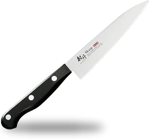 Shimomura Kogyo Made in Japan Mura To Sharp Petty Knife, 4.9 Inches 125 mm, Triple Layer Steel, Dishwasher Safe, AUS-10, MSP-104, Made in Tsubame-Sanjo, Niigata, Black