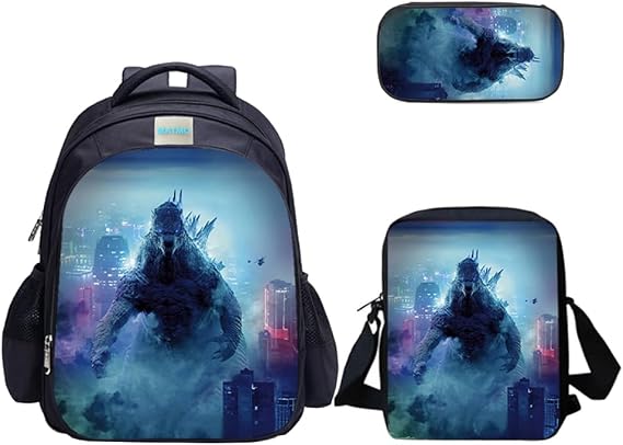 MATMO Monster Dinosaur Backpacks and Lunch Bag Set for Boys, Backpack Shoulder Bag Pencil Case (Monster Dinosaur Backpack Set 23-4)