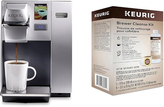 Keurig K155 Office Pro Single Cup Commercial K-Cup Pod Coffee Maker & Brewer Cleanse Kit For Maintenance Includes Descaling Solution & Rinse Pods