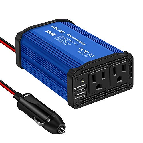 300W Power Inverter DC 12V to 110V AC Car Charger Converter with 4.8A Dual USB Ports Blue 1