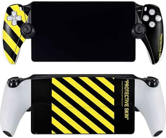 Skinit Decal Gaming Skin Compatible with PlayStation Portal Remote Player - Black and Yellow Stripes Design