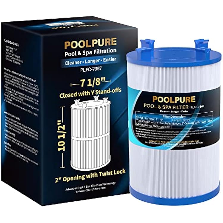 POOLPURE C-7367 Spa Filter Replaces PD075-2000, Dimension One 1561-00, Filbur FC-3059, Excel Filters XLS-7005, Aladdin 17541, Baleen AK-60035, 75 sqft Hot Tub Filter Cartridge 1 Pack