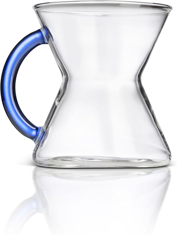 Chemex Colored Glass Handle Coffee Mug, 10 oz, Sapphire, Hourglass Design