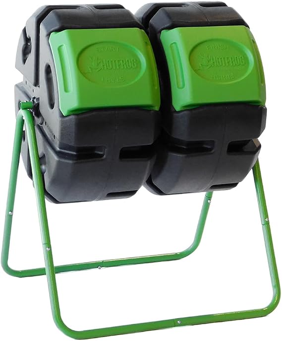 FCMP Outdoor HOTFROG Dual Body Tumbling Composter (HF-DBC4000) Black & Green (37-Gallon)