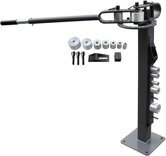 KAKA INDUSTRIAL Floor Type Metal Bender, Sturdy and Versatile Compact Flat Bar Bender with 7 Dies, Manual Round Bar Bender YP-38