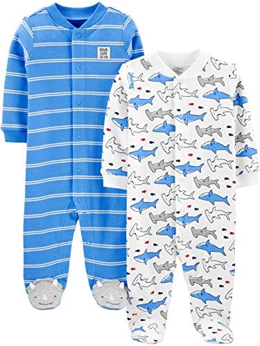 Simple Joys by Carters baby-boys 2-way Zip Thermal Footed Sleep and Play, Pack of 2