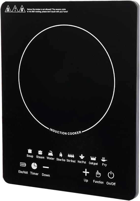Portable Induction Burner, 110v 750w Electric Induction Burner with Touch Panel, LED Display Screen, 140-464F Adjustable Temp & Timer Commercial Hot Plate Cooker