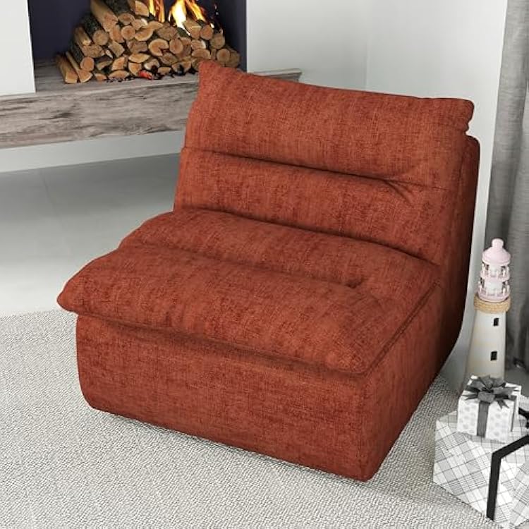 Bean Bag Chair, Oversized Fireside Chair Comfy Lazy Floor Sofa, Single Seat Sofa Couch Memory Foam Bean Bag Sofa for Living Room, Bedroom Apartment Office Orange, 33