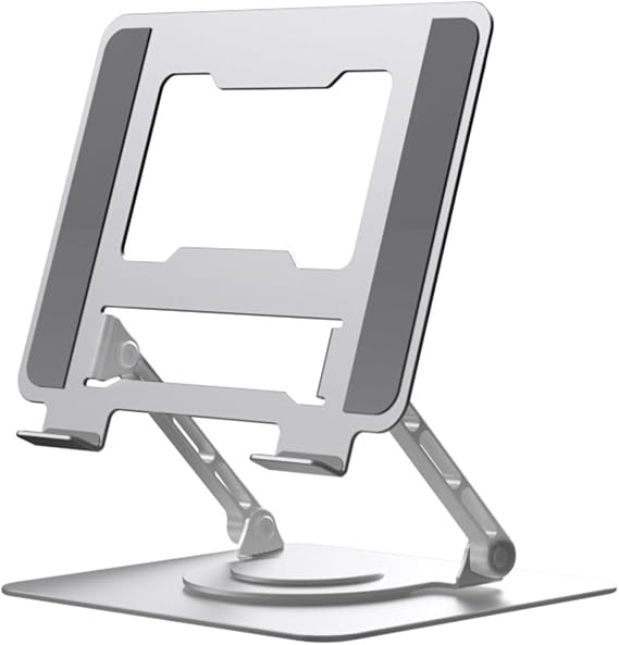 Adjustable Height Laptop Desk Stand, Laptop Riser for Desk, with 360 Rotating Base, Foldable Holder, Compatible 7-17" Laptop(Silver)