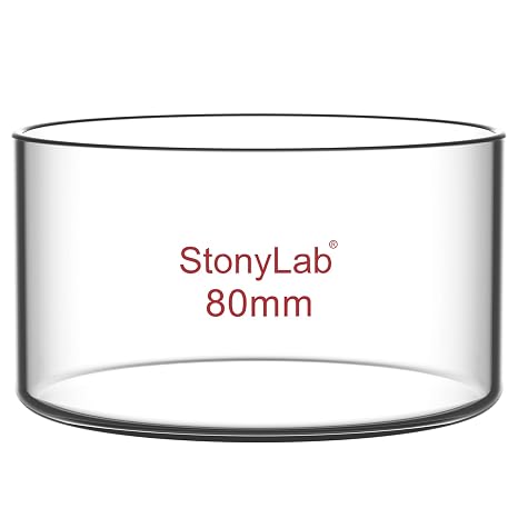 stonylab Crystallizing Dish, Thick-Wall High Borosilicate Glass Crystallizing Dishes for Crystallization and Evaporation Lab Glassware, Flat Bottom, No Spout, O.D. 80 mm, 100 ml