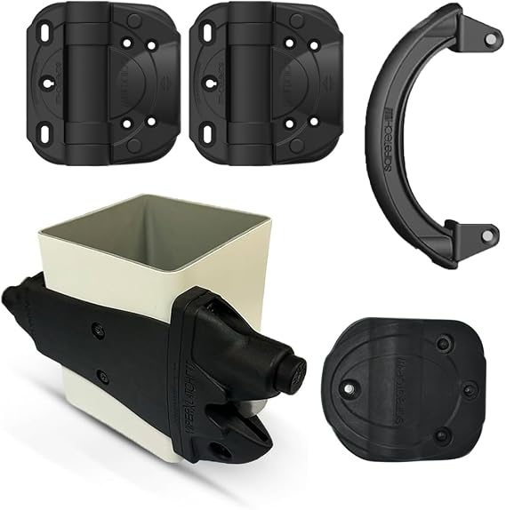 Safetech Hardware ViperX5-5 Gravity Gate Latch, CoilKlik Gate Hinges, Gate Handle & Large Gate Stop Bundle