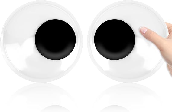 6 Inch Giant Googly Eyes, 2 PCS Large Wiggle Eyes Plastic Wiggle Googly Eye Self Adhesive Eyeball Stickers Black White Big Googlys Eye for DIY Crafts Halloween Christmas Tree Party Decorations