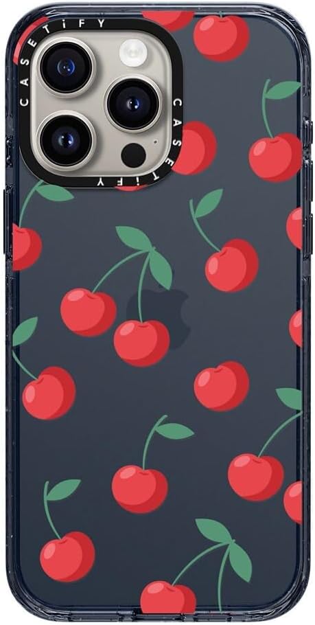 CASETiFY Impact Case for iPhone 15 Pro Max [4x Military Grade Drop Test/2.5m Drop Protection] - Cherries - Classic Blue