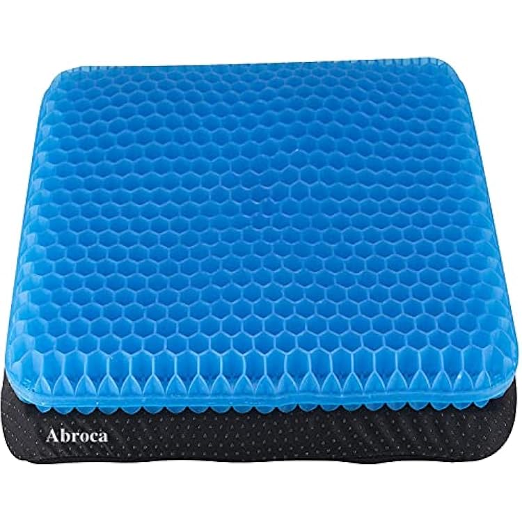 Gel Seat Cushions for Long Sitting, Double Thick Cooling Seat Pads for Back Sciatica Tailbone Pain Pressure Relief with Non-Slip Cover, Chair Pads for Car Seat Driver, Office,Wheelchair, Blue