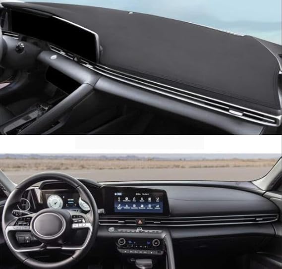 Black Leather Style Dash Mat Dashboard Cover Dash mat Interior Pad Compatible for Hyundai Elantra 2021-2022-2023-2024
