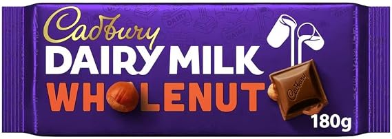 Premium chocolate bar - Best size Gift For Friend & Family (Cadbury Dairy Milk Whole Nut Chocolate Bar 180G)