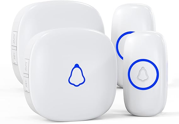 Wireless Doorbell 2 Buttons 2 Receivers, SECRUI Mini Waterproof Door Bell Operating at 1000 Feet, M520+F55 Doorbells with 52 Melodies, 5 Volume Levels & LED Flash