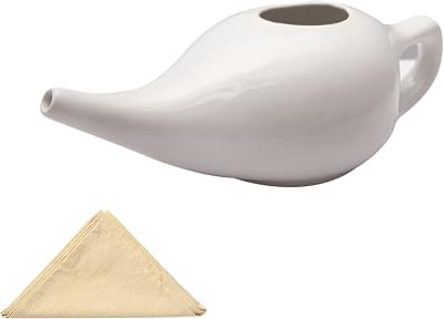 Ceramic Neti Pot Large Durable Nasal Cleaning Cup for Sinus & Congestion Relief, Eco Friendly Neti Pots, Dishwasher Safe Natural Treatment Neti Pot White