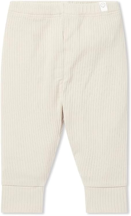 MORI Baby Unisex Premium Ribbed Leggings - Stretchy Pants with Cuffs and Elastic Waist - Viscose from Bamboo and Cotton Blend
