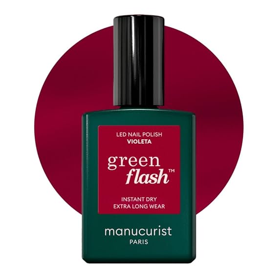 Manucurist Green Flash LED Pinky Purple Gel Nail Polish Violeta - Vegan, 12-Free, Plant-Based - Strengthens and Protects the Nail - Gel Polish - Made in France - 0.5 fl oz