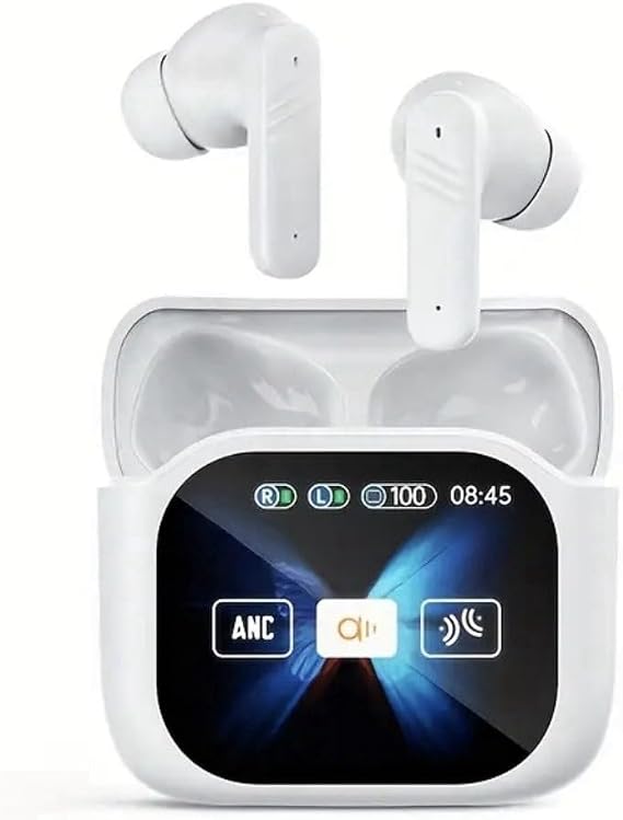 Smart AI Translation Headphones for Unihertz Titan Slim - Bluetooth 5.4, 144 Languages Real Time Translator Earbuds, ANC ENC, Touch Screen IPX5 Waterproof - White