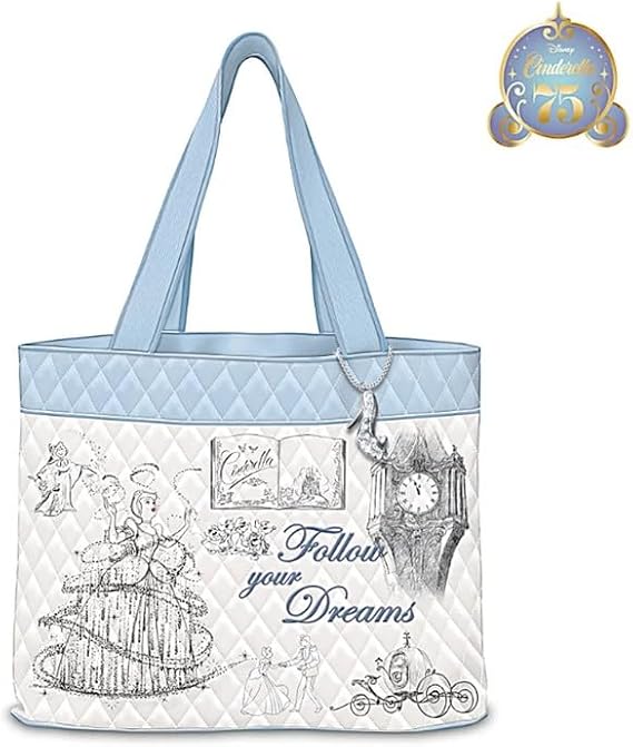 The Bradford Exchange Disney Cinderella 75th Anniversary Quilted Tote Bag