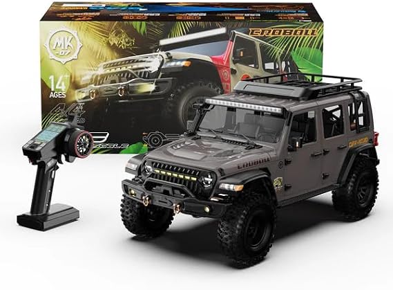 Helidirect Rlaarlo 1/7 Scale 4WD & 2WD Brushed RC Crawler MK-07 AWD Remote Control Car, RC Car, RC Rock Crawler Off-Road Scale 1/7 RTR Model for Adults (Gray)