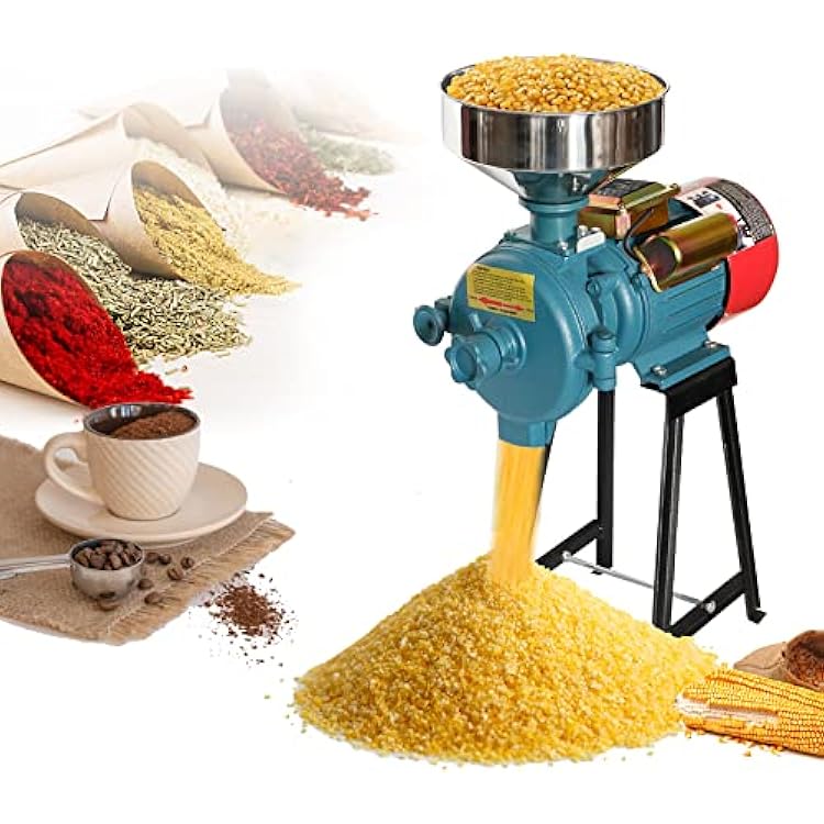 H&ZT Electric Corn Grinder Machine, 110V Electric 3000W Flour Mill Corn Cereals Grinder, Milling Rice Wheat Grain Coffee Maiz Feed, Dry Cereals Grinder wFunnel