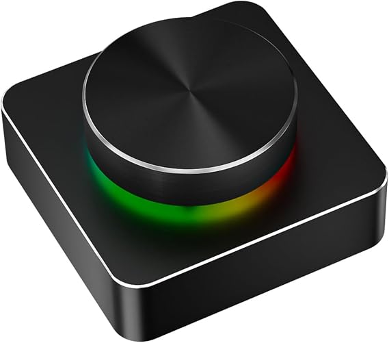 Dpofirs Volume Control Knob with Mute Function, USB Volume Knob Multimedia Controller for Wins Android OS X, Sound Control with Customizable RGB Light