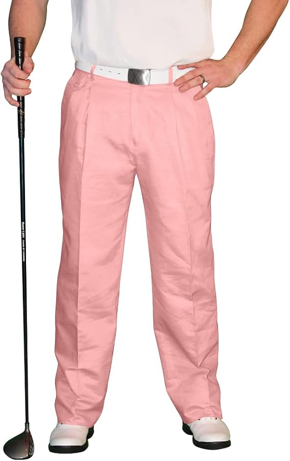 Pink Golf Trousers - Mens 'Par 4' Cotton