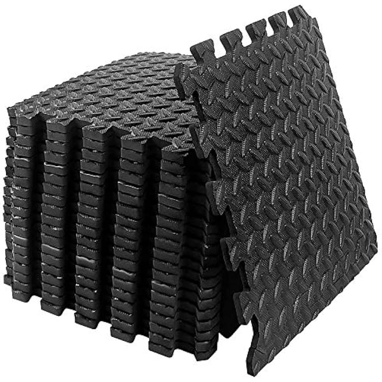20PCS Puzzle Exercise Floor Mat, Gym Flooring for Home Gym with EVA Foam Interlocking Tiles for Gyms, Yoga, Outdoor Workout, Kids, Foam Thick Workout Mat 20 Square Feet Black